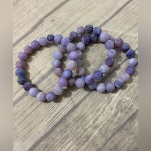 Pink Diamondback Handmade Purple Passion Stone Beads Stretchy Bracelet Set